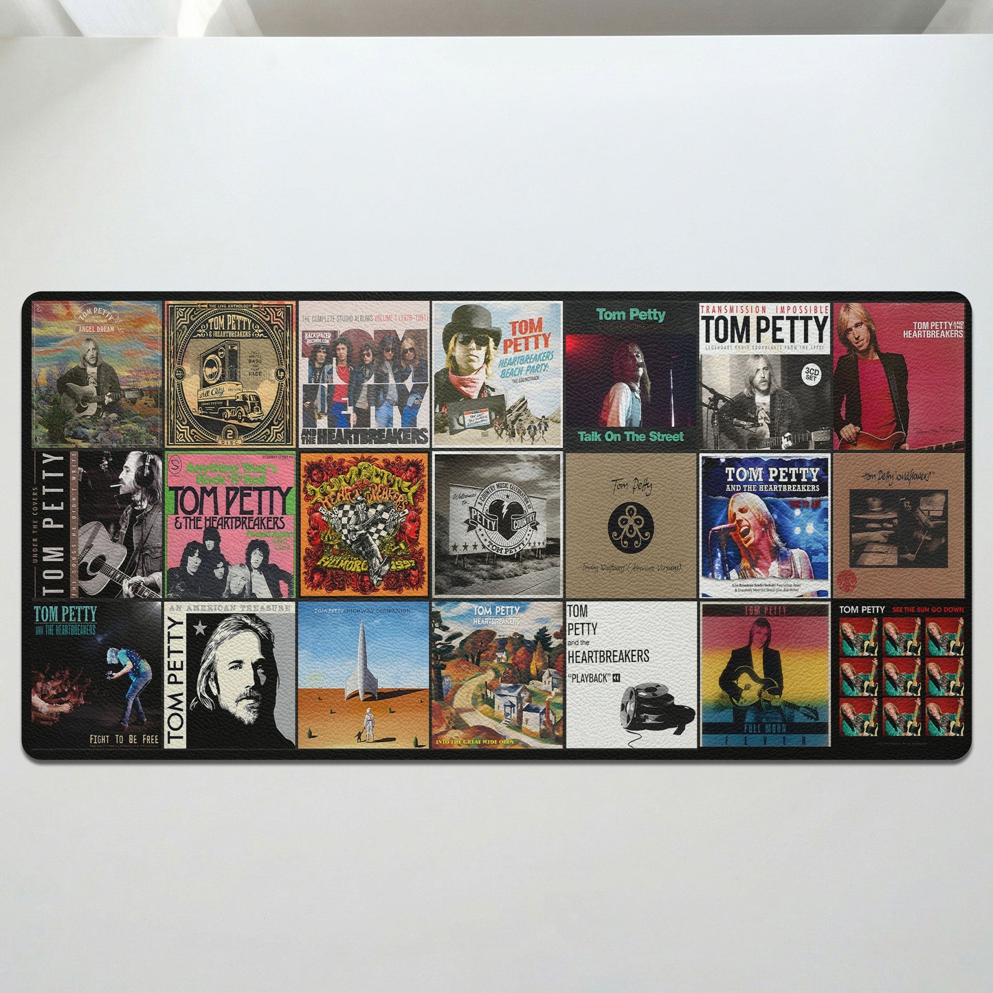 Tom Petty Album Covers Grid Desk Mat – Non-slip Office Gift Keyboard Pad Birthday Gift For Music Lovers