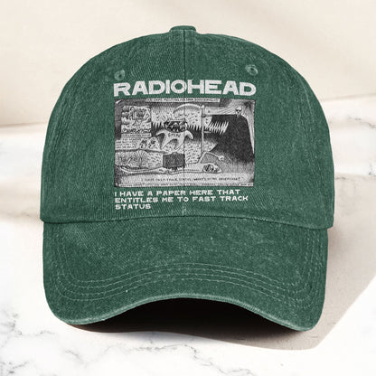 Radiohead Denim Dad Cap – Vintage Washed Alternative Rock Adjustable Hat