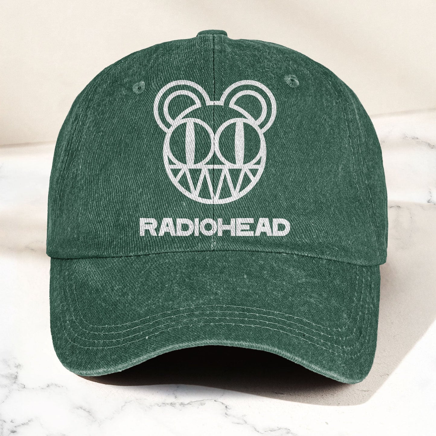 Radiohead Bear Logo Denim Dad Cap – Vintage Washed Alternative Rock Hat