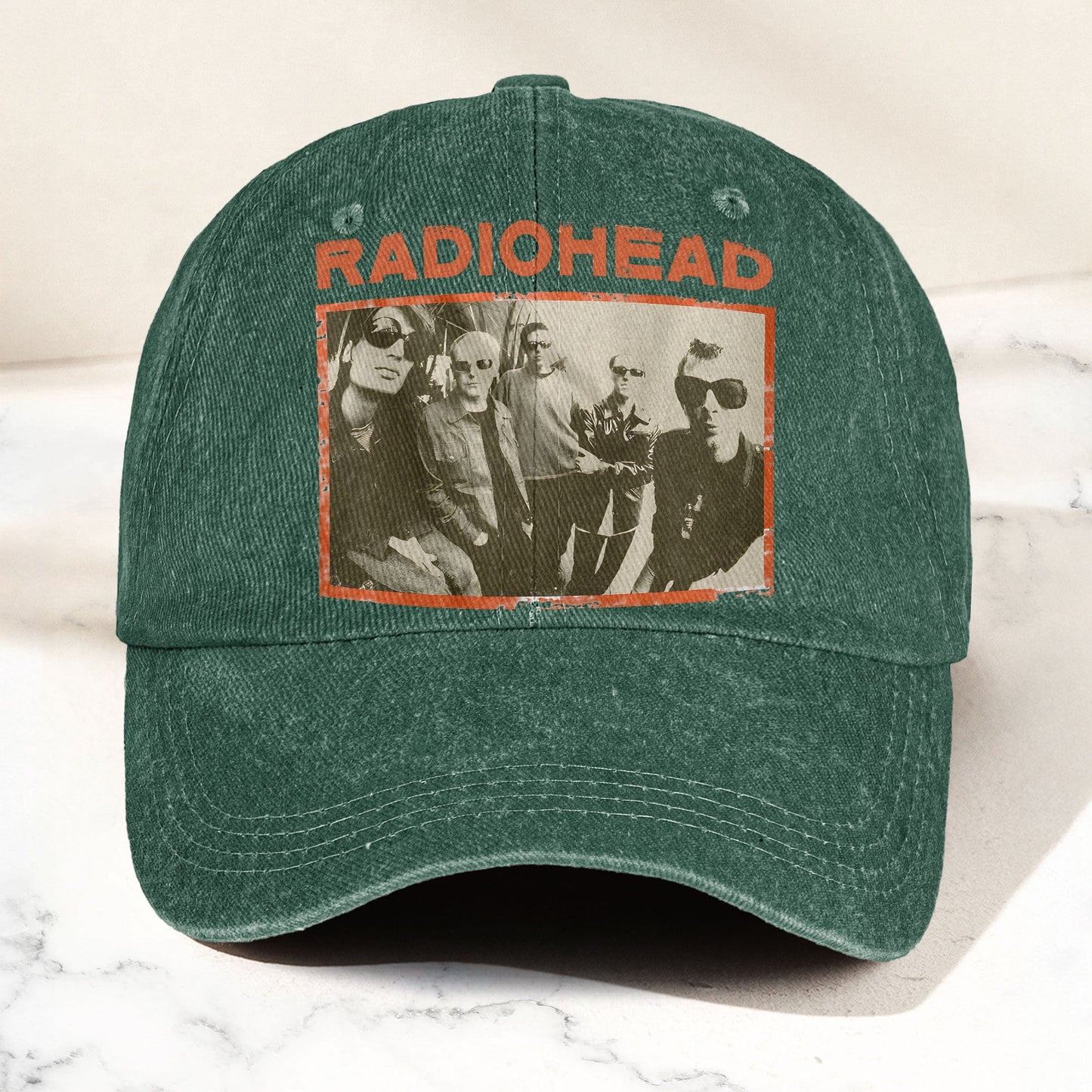 Radiohead Vintage Band Photo Denim Dad Cap – Classic Alternative Rock Hat