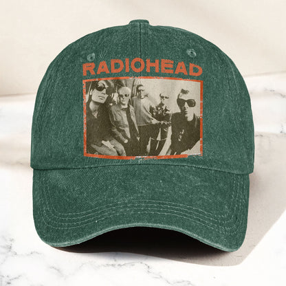 Radiohead Vintage Band Photo Denim Dad Cap – Classic Alternative Rock Hat