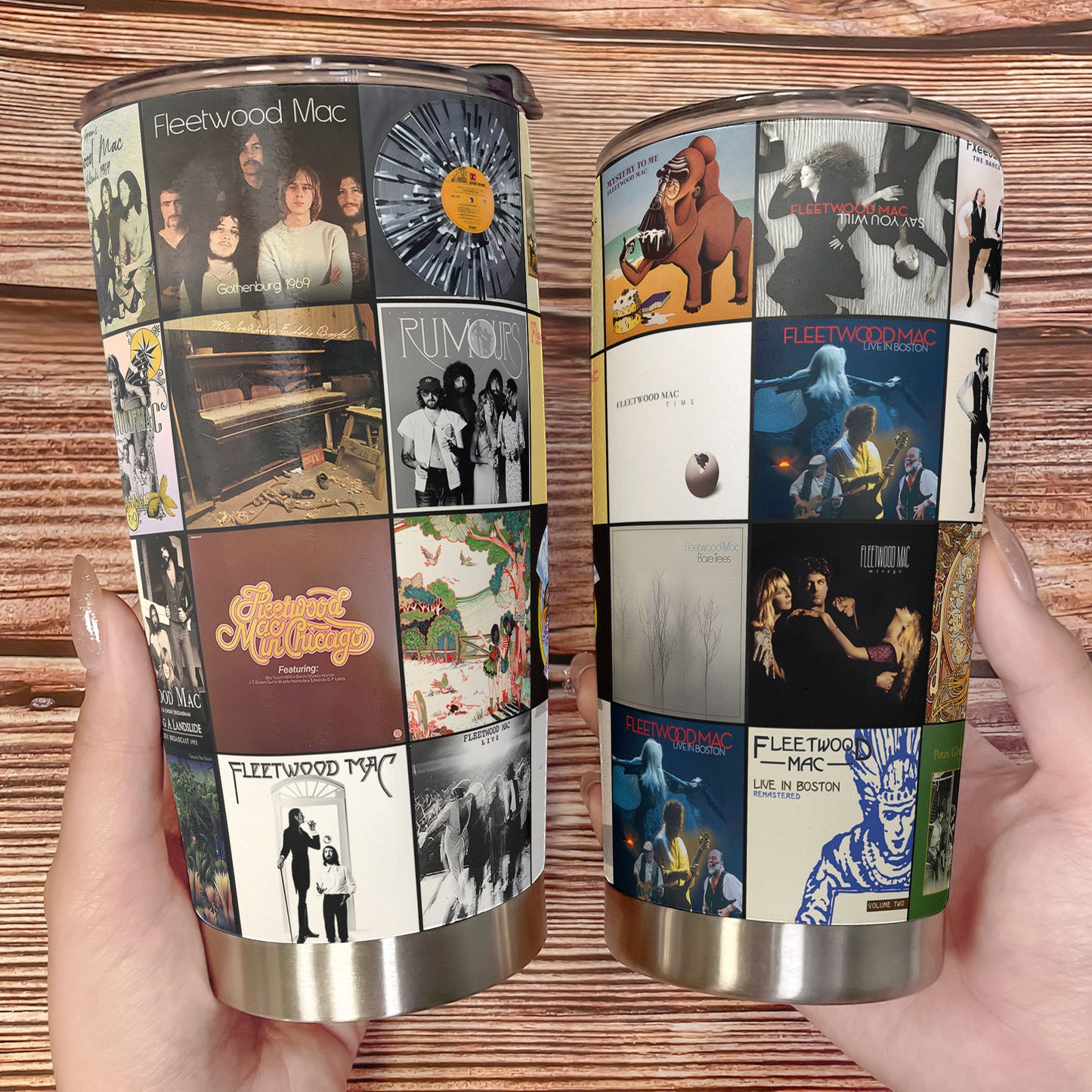Fleetwood Mac Album Collage Tumbler – Classic Rock Nostalgia Tribute