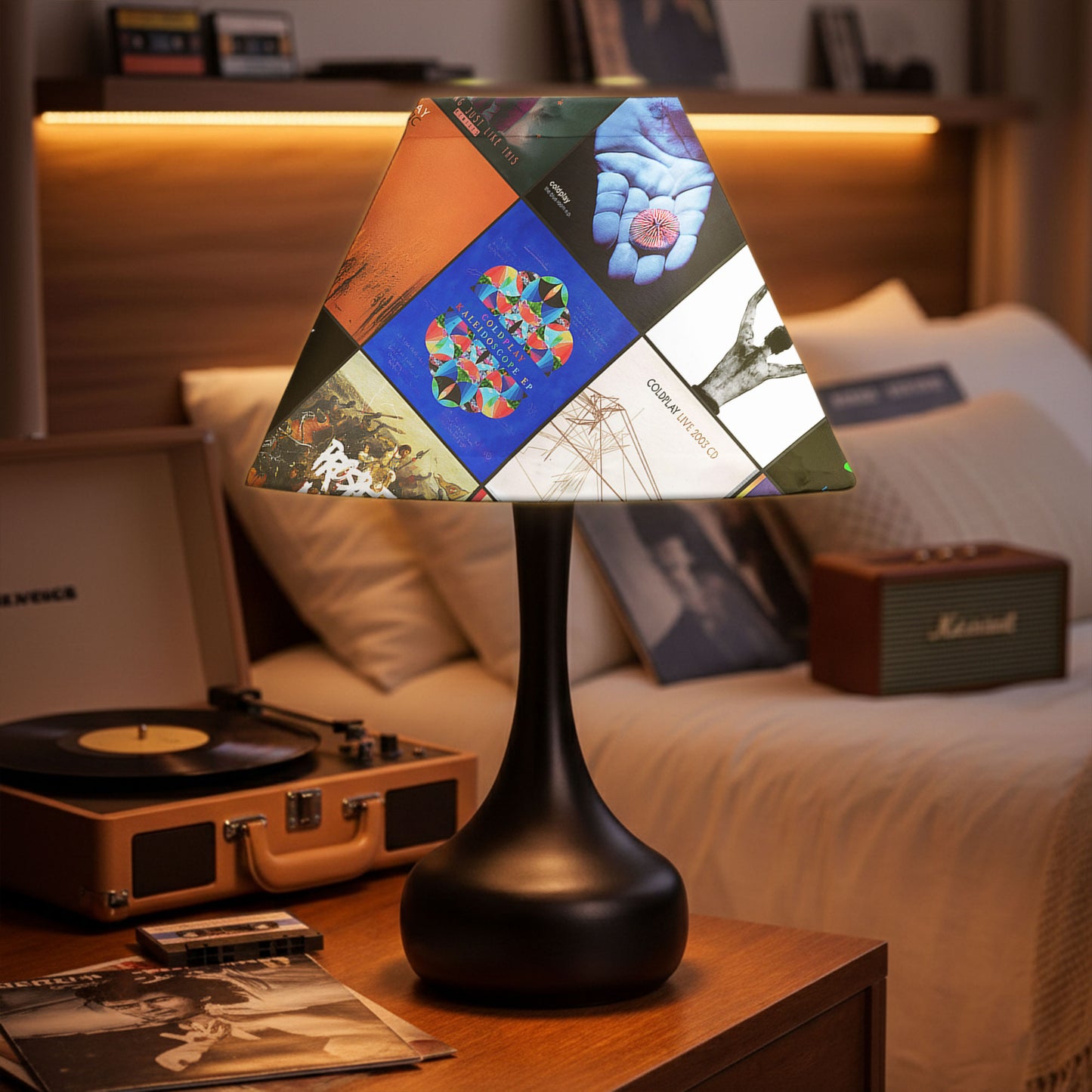 Coldplay Album Collage Table Lamp – Modern Rock Music Decor