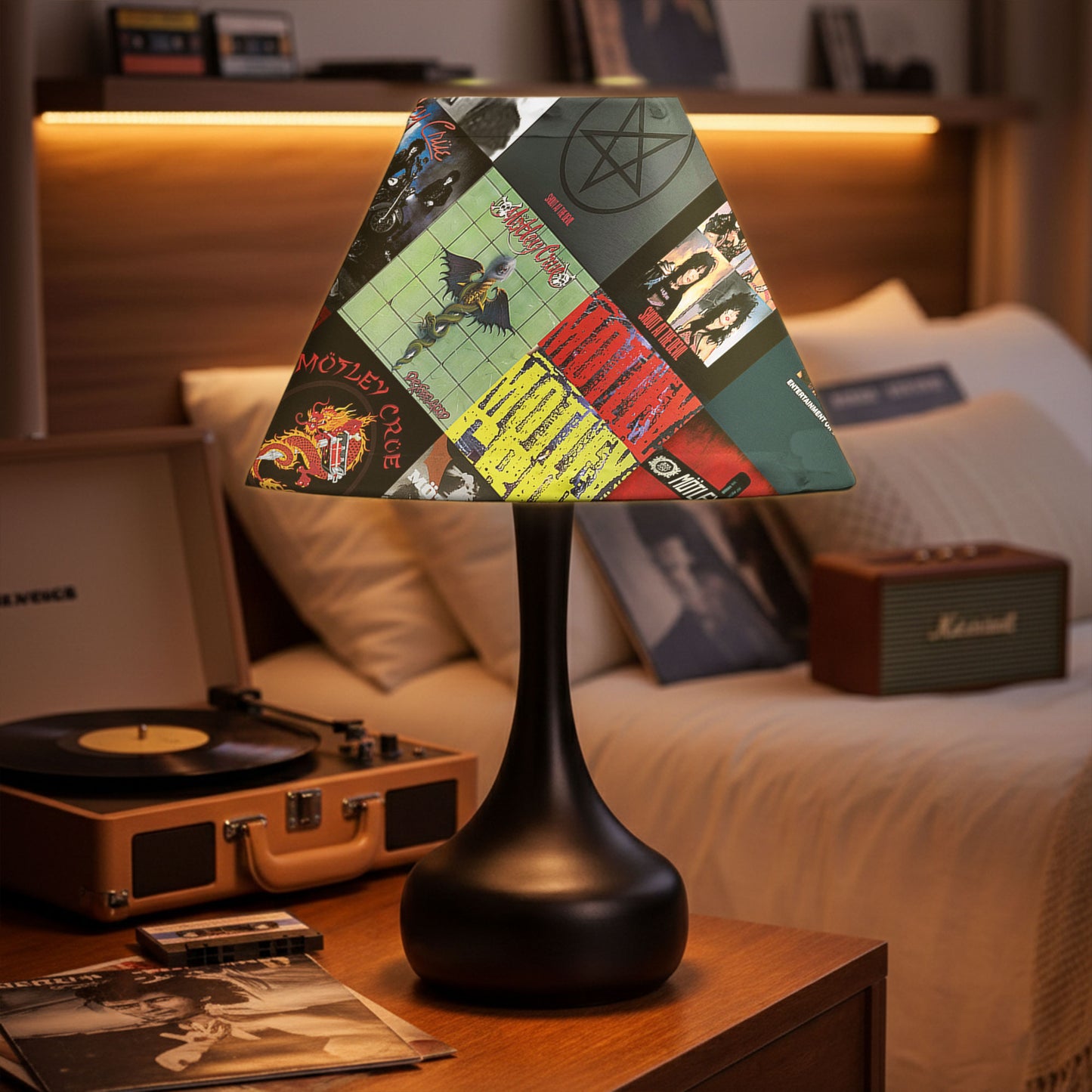 Mötley Crüe Table Lamp – Cylinder & Pyramid Design Music Decor