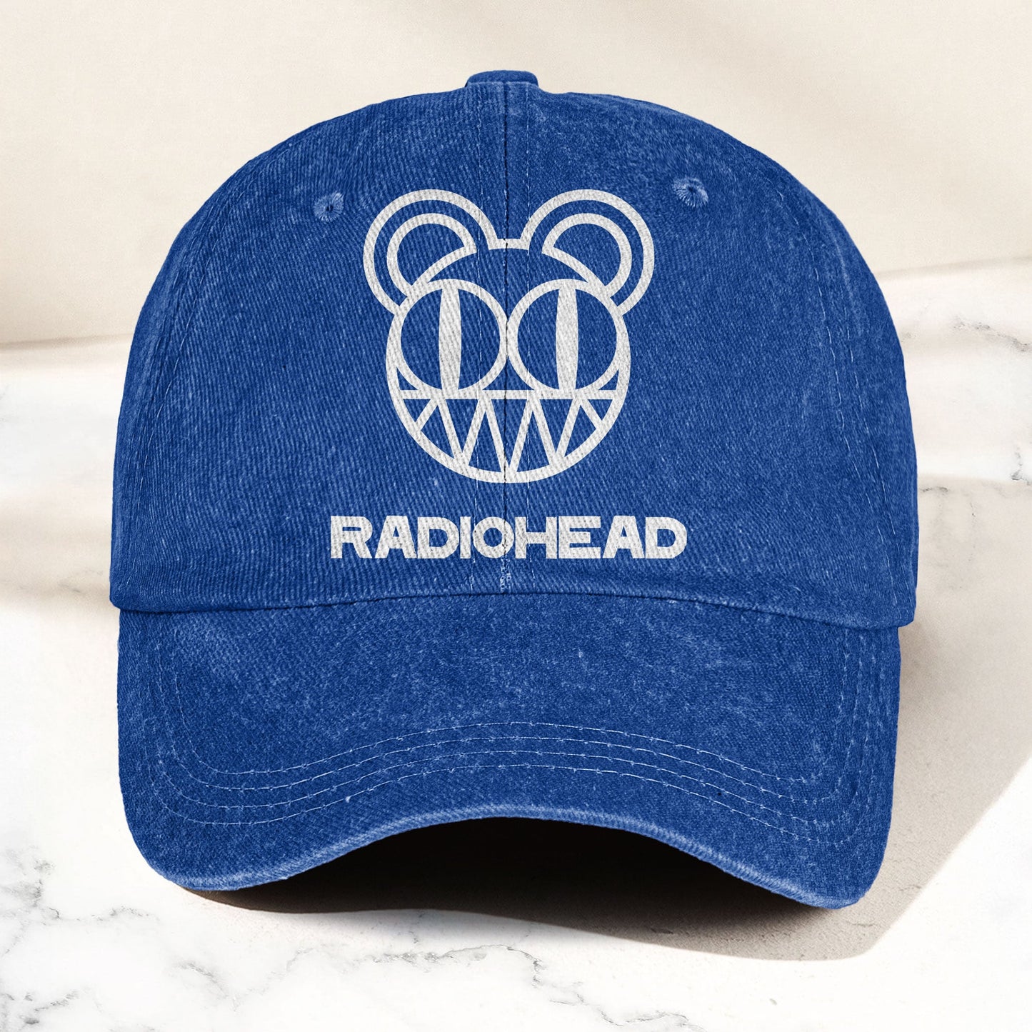 Radiohead Bear Logo Denim Dad Cap – Vintage Washed Alternative Rock Hat
