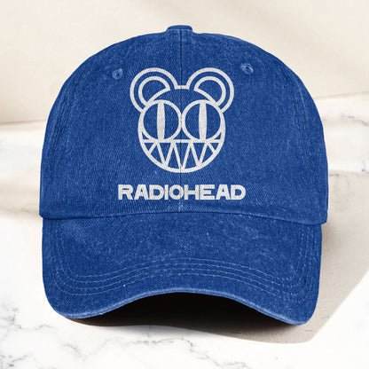 Radiohead Bear Logo Denim Dad Cap – Vintage Washed Alternative Rock Hat