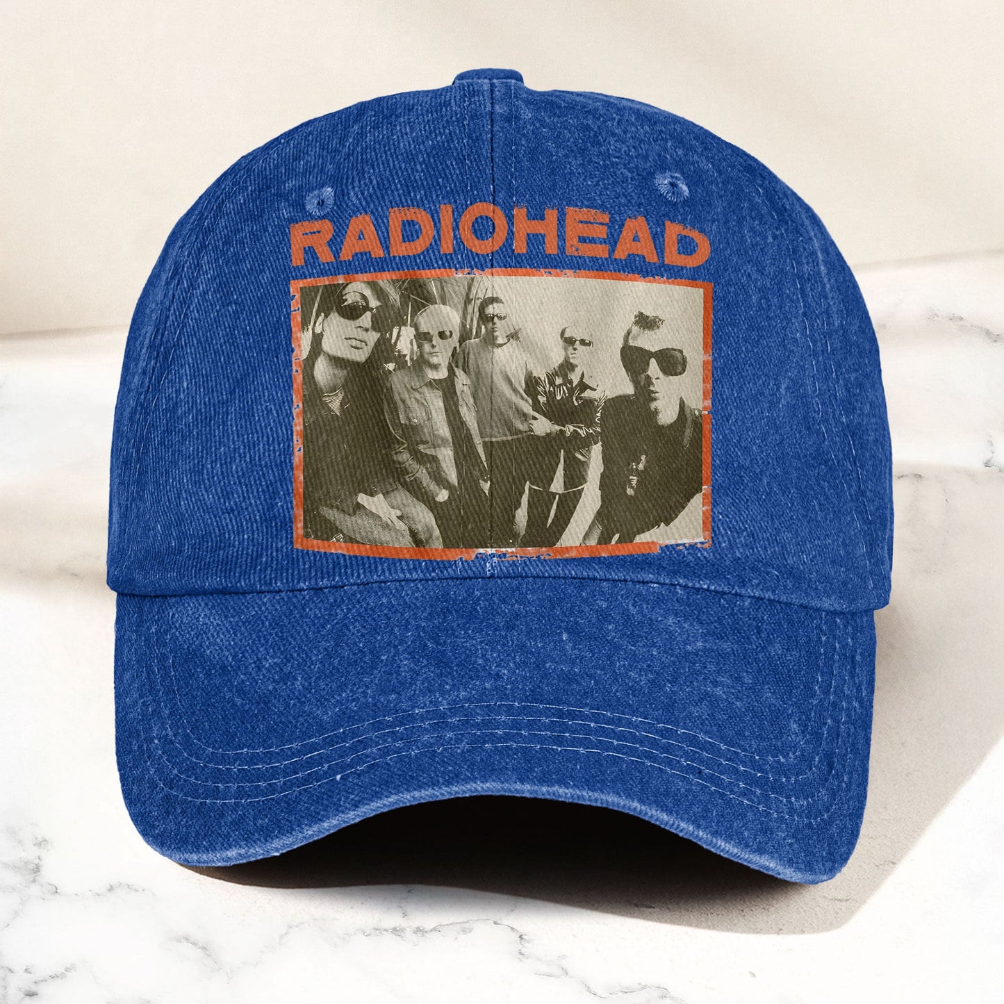 Radiohead Vintage Band Photo Denim Dad Cap – Classic Alternative Rock Hat