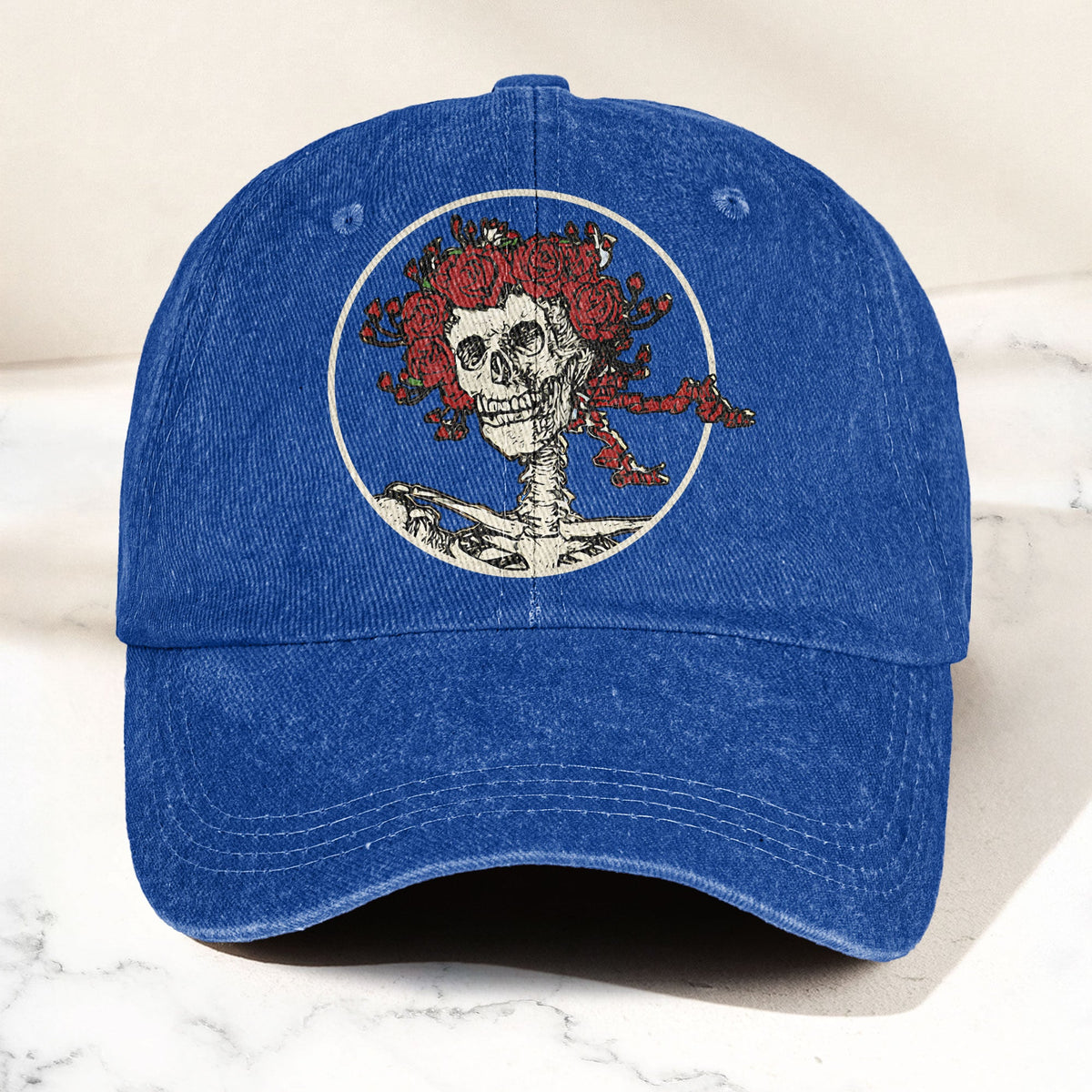 Grateful Dead Denim Dad Cap – Skull & Roses Vintage Design (With BOX)