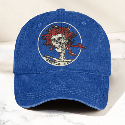 Grateful Dead Denim Dad Cap – Skull & Roses Vintage Design (With BOX)