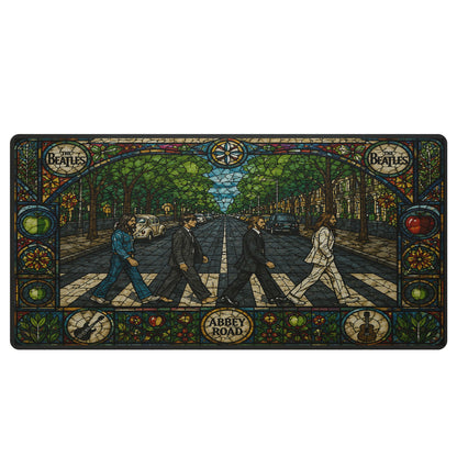The Beatles Abbey Road Stained Glass Desk Mat – Non-slip Office Gift Keyboard Pad Birthday Gift For Music Lovers
