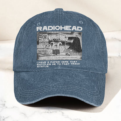 Radiohead Denim Dad Cap – Vintage Washed Alternative Rock Adjustable Hat