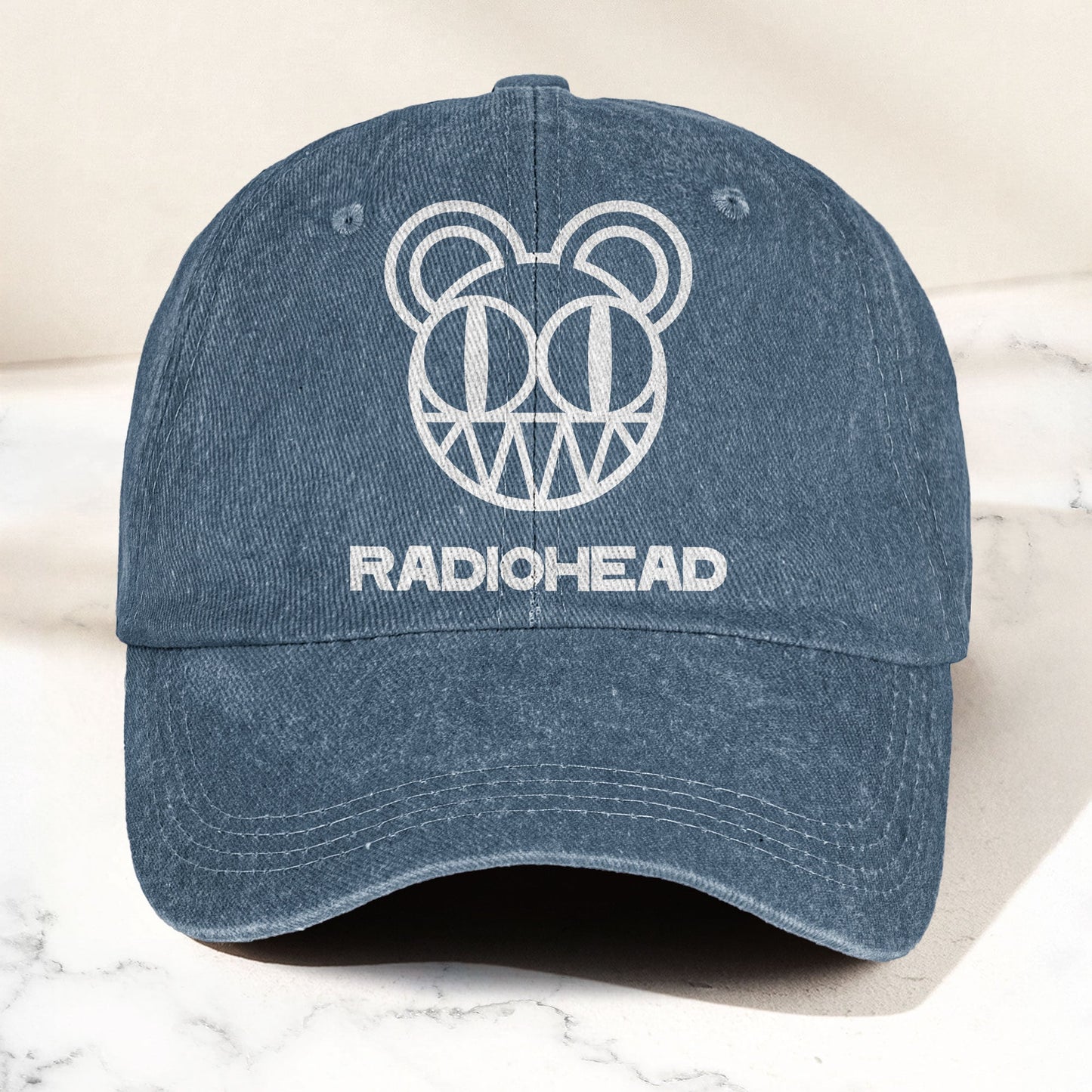 Radiohead Bear Logo Denim Dad Cap – Vintage Washed Alternative Rock Hat