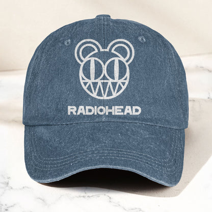Radiohead Bear Logo Denim Dad Cap – Vintage Washed Alternative Rock Hat