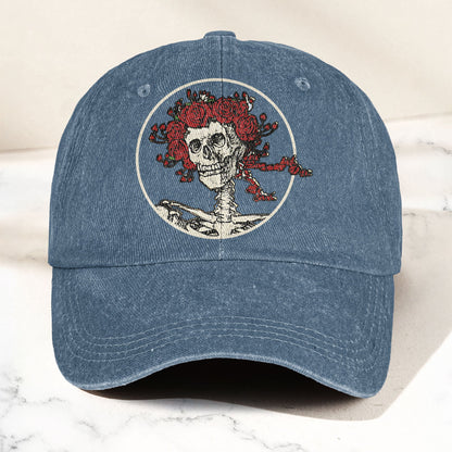 Grateful Dead Denim Dad Cap – Skull & Roses Vintage Design (With BOX)