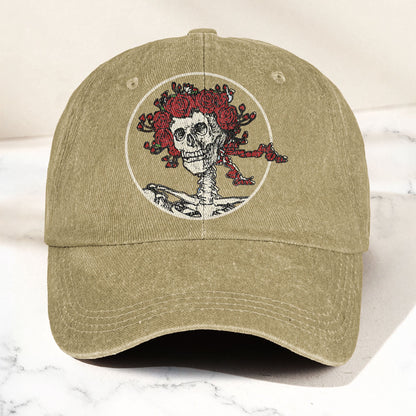 Grateful Dead Denim Dad Cap – Skull & Roses Vintage Design (With BOX)