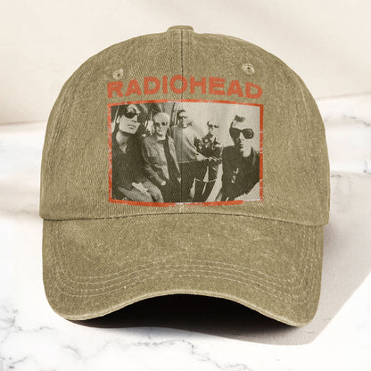 Radiohead Vintage Band Photo Denim Dad Cap – Classic Alternative Rock Hat