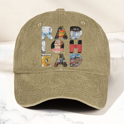 Radiohead Album Collage Denim Dad Cap – Vintage Washed Alternative Rock Hat