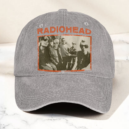 Radiohead Vintage Band Photo Denim Dad Cap – Classic Alternative Rock Hat