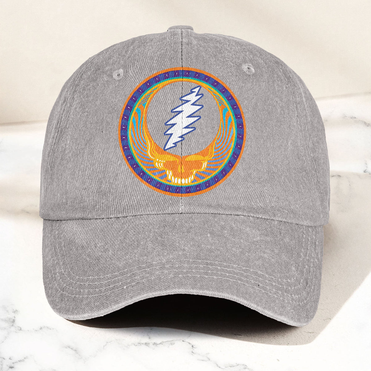 Grateful Dead Denim Dad Cap – Steal Your Face Skull Design (With BOX)