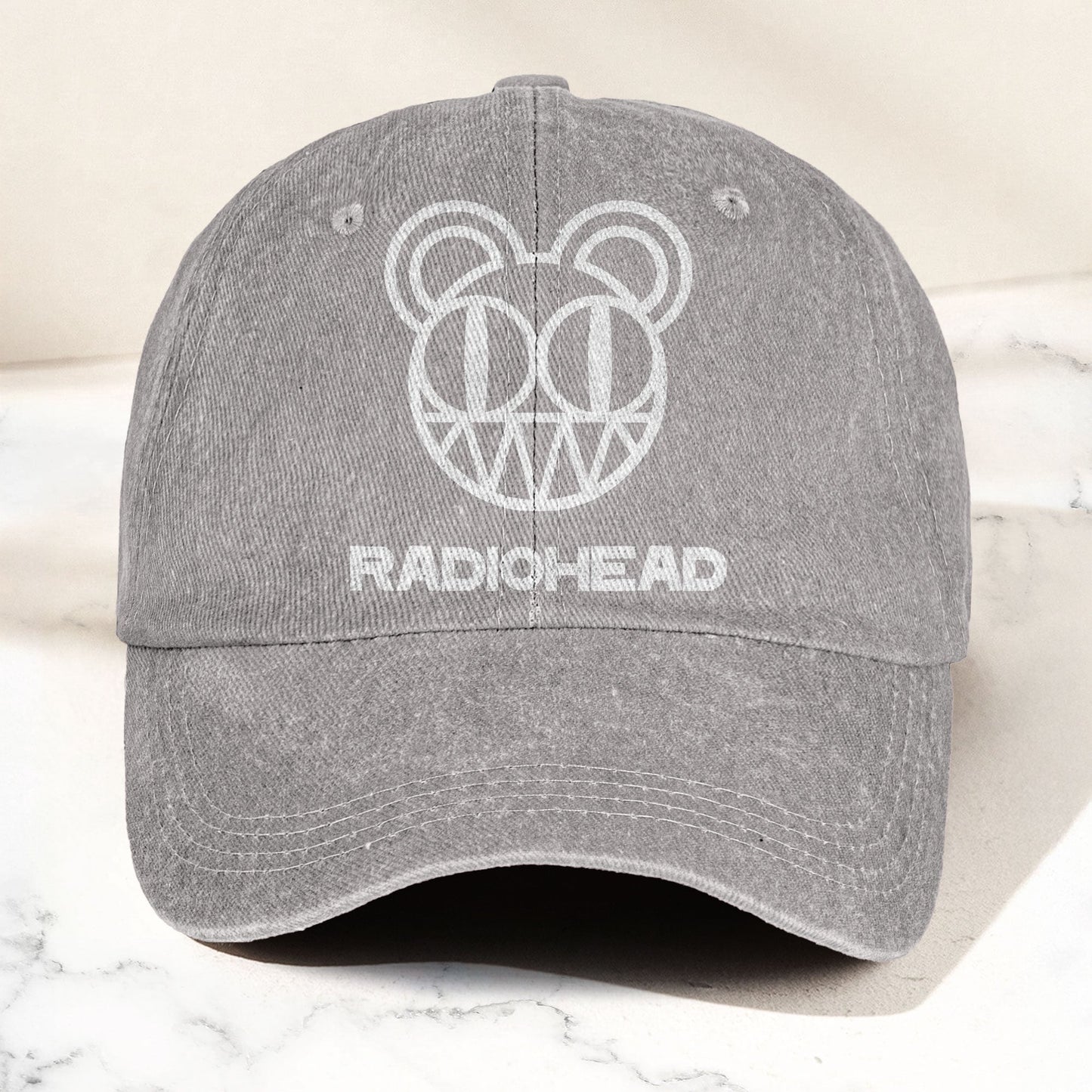 Radiohead Bear Logo Denim Dad Cap – Vintage Washed Alternative Rock Hat
