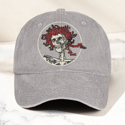 Grateful Dead Denim Dad Cap – Skull & Roses Vintage Design (With BOX)