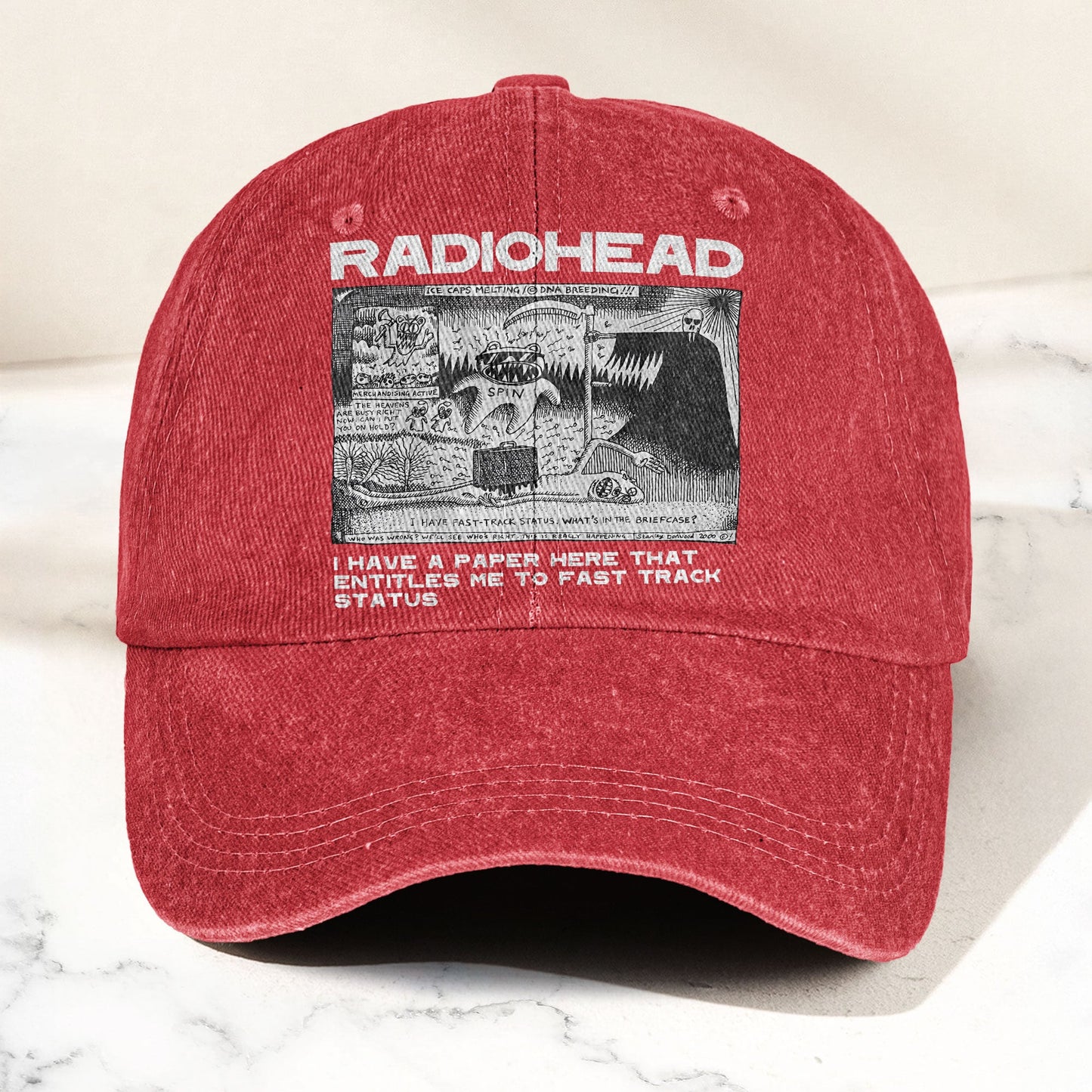 Radiohead Denim Dad Cap – Vintage Washed Alternative Rock Adjustable Hat