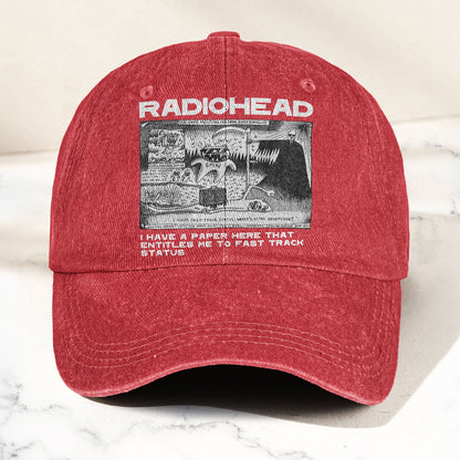 Radiohead Denim Dad Cap – Vintage Washed Alternative Rock Adjustable Hat