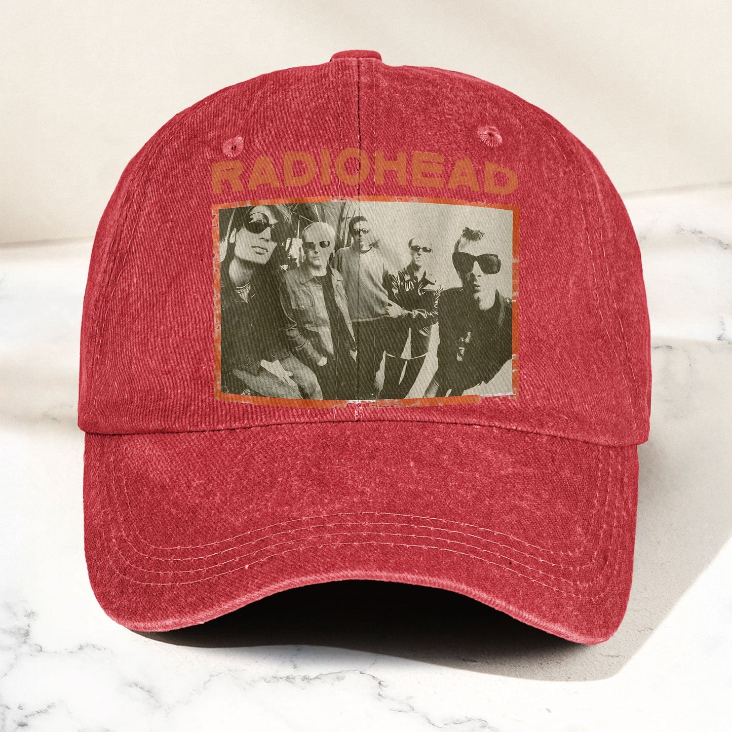 Radiohead Vintage Band Photo Denim Dad Cap – Classic Alternative Rock Hat