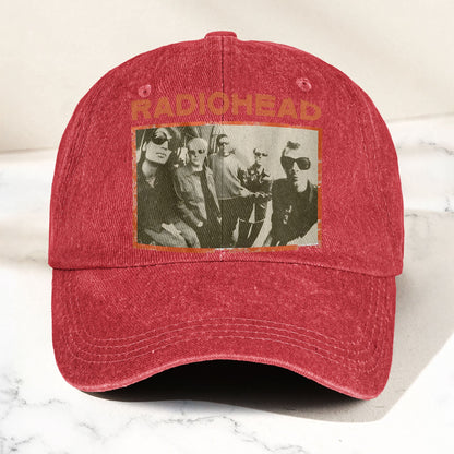 Radiohead Vintage Band Photo Denim Dad Cap – Classic Alternative Rock Hat