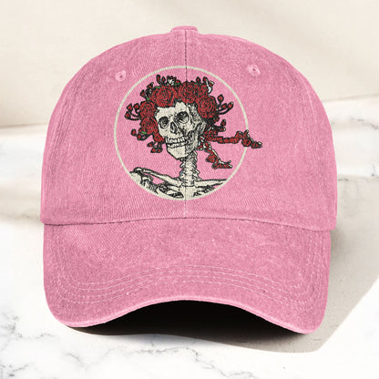 Grateful Dead Denim Dad Cap – Skull & Roses Vintage Design (With BOX)