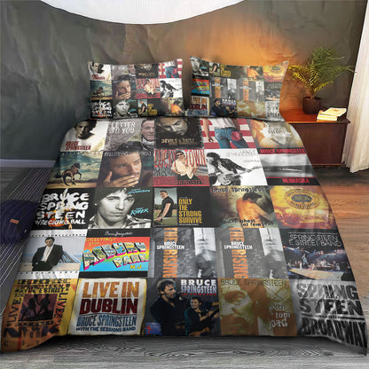 Bruce Springsteen Album Collage Bedding Set – Classic Rock Music Fan Bedroom Decor