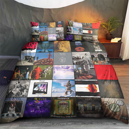 Rush Album Collage Bedding Set – Classic Rock Music Fan Bedroom Decor