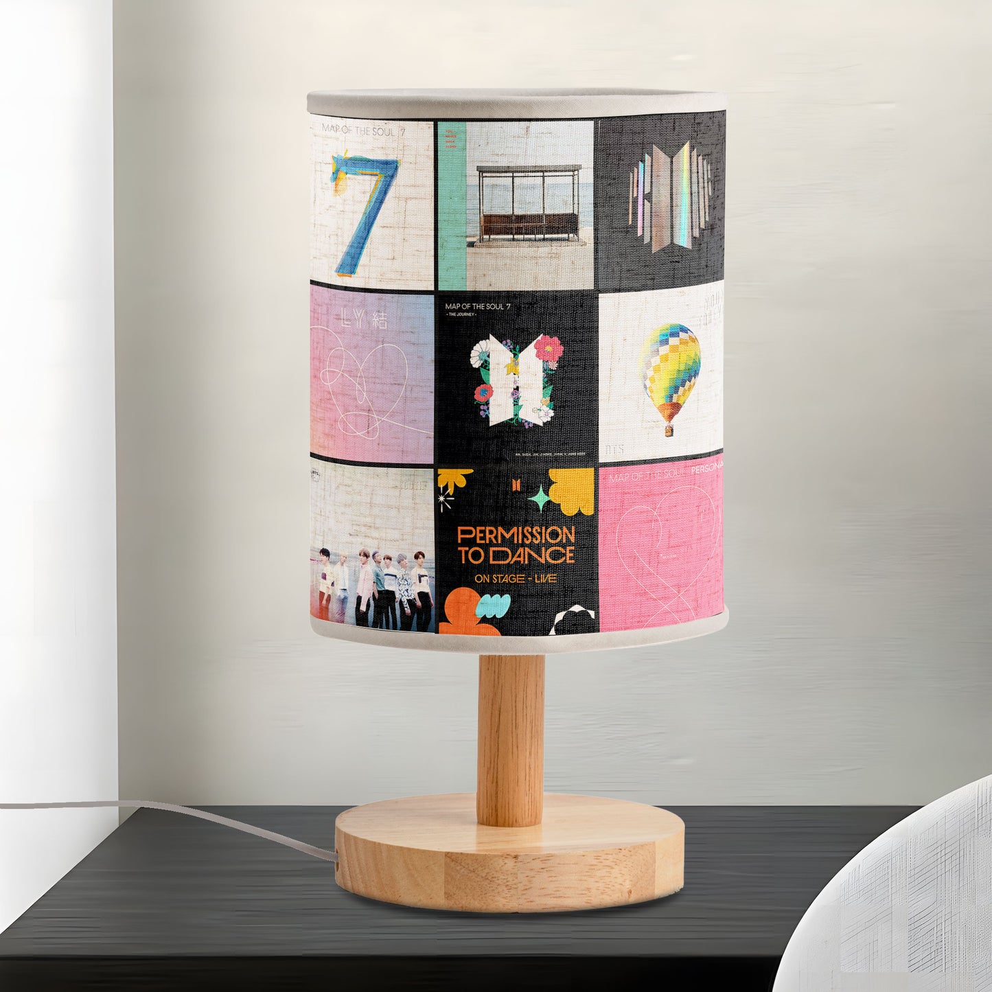 BTS Album Collage Fabric Lamp – Iconic Discography Table Light