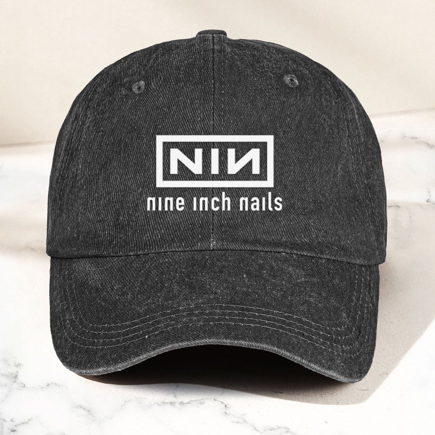 Nine Inch Nails Denim Dad Cap – Classic NIN Logo Design ( With BOX)