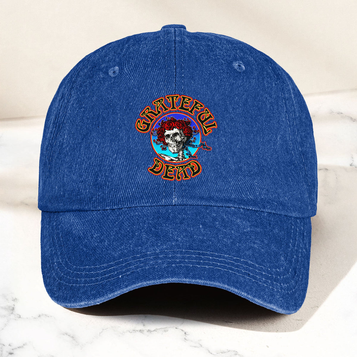 Grateful Dead Denim Dad Cap – Skull & Roses Classic Design ( With BOX)