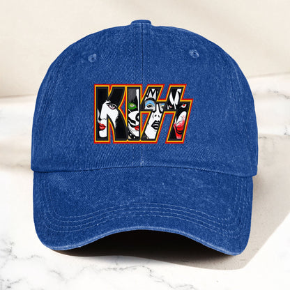 KISS Denim Dad Cap – Iconic Face Collage Logo Design ( With BOX)