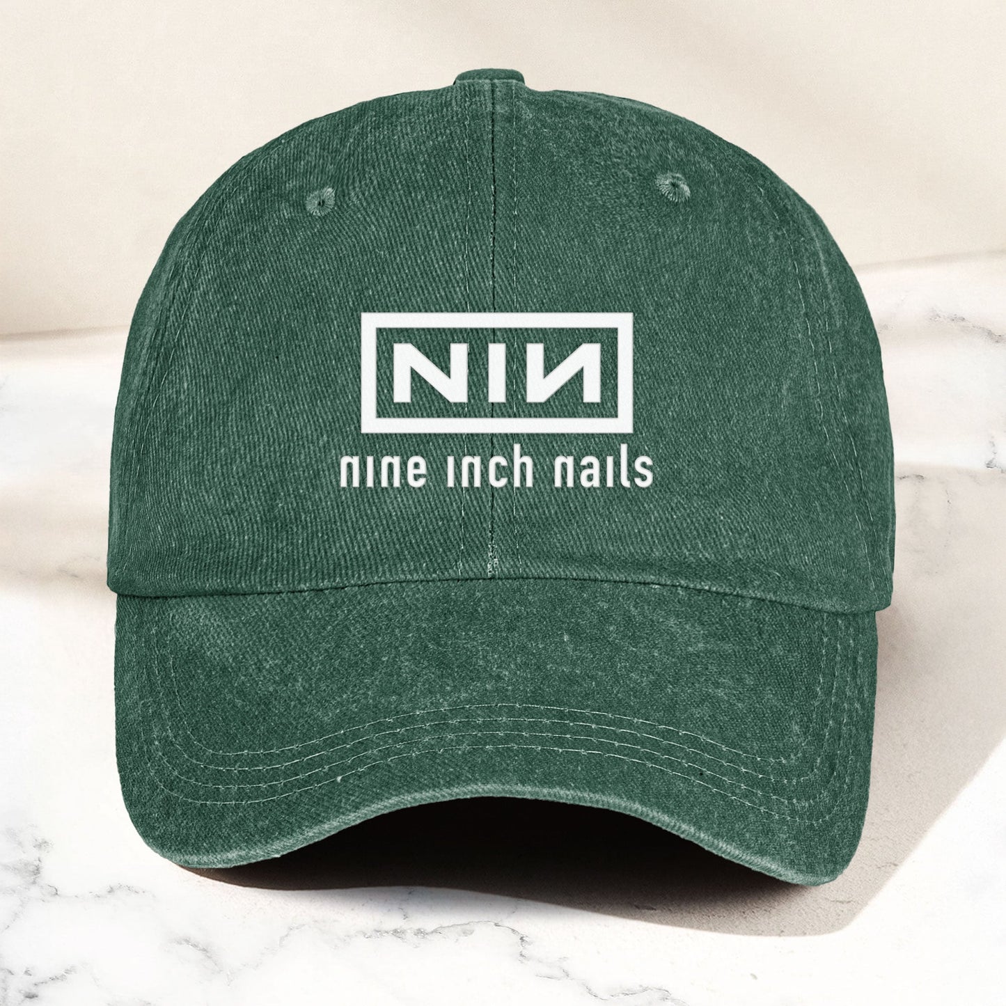 Nine Inch Nails Denim Dad Cap – Classic NIN Logo Design ( With BOX)