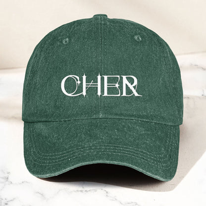 Cher Denim Dad Cap – Classic Icon Logo Design ( With BOX)