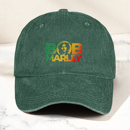 Bob Marley Denim Dad Cap – Rasta Color Portrait Logo Design ( With BOX)