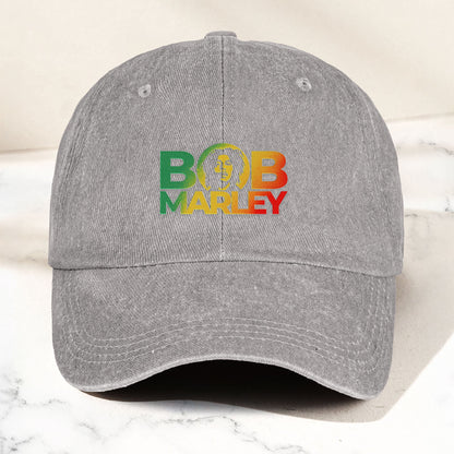 Bob Marley Denim Dad Cap – Rasta Color Portrait Logo Design ( With BOX)