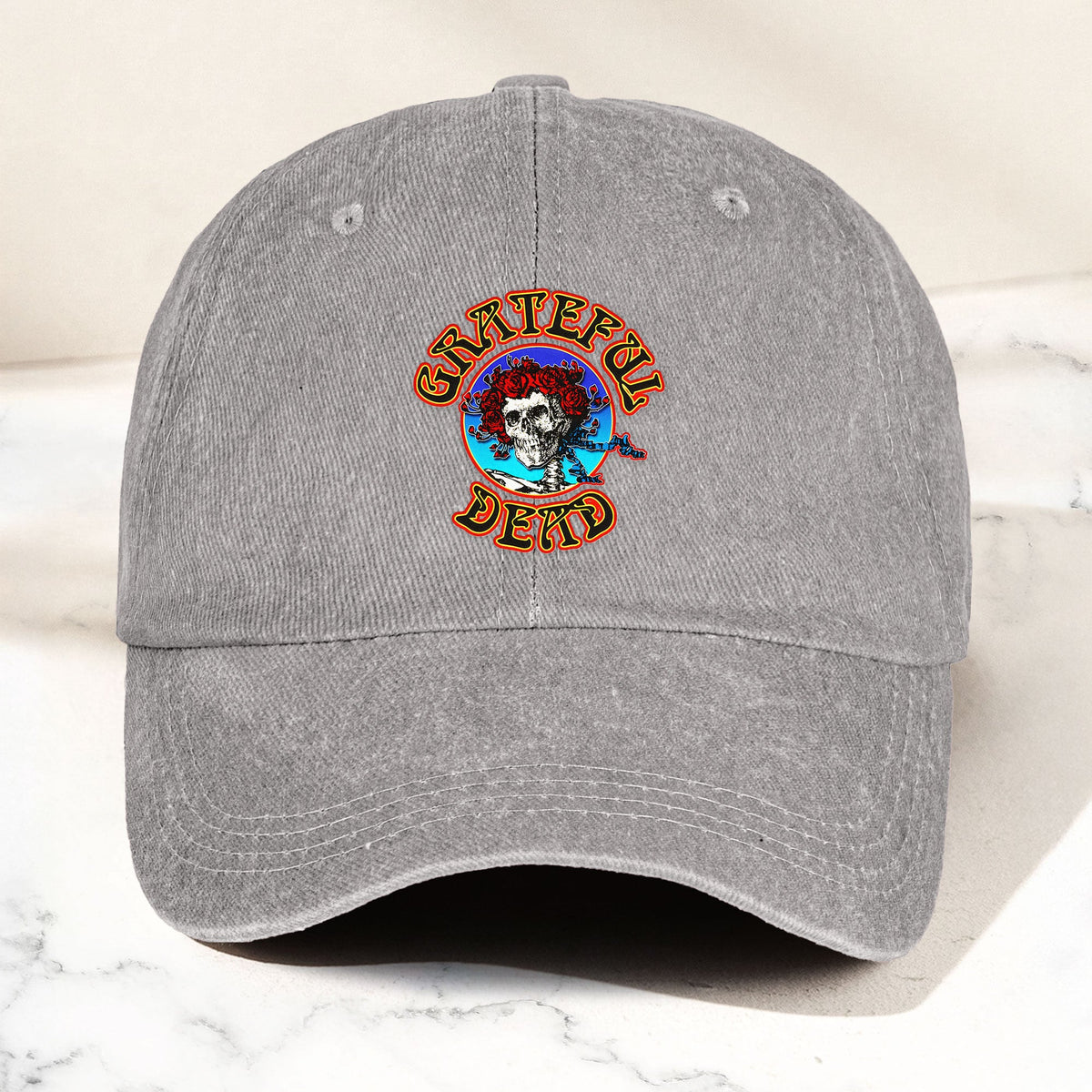 Grateful Dead Denim Dad Cap – Skull & Roses Classic Design ( With BOX)