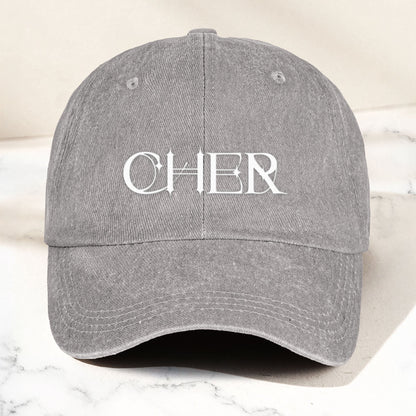 Cher Denim Dad Cap – Classic Icon Logo Design ( With BOX)