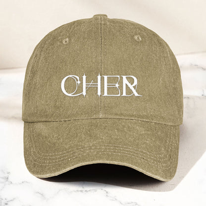Cher Denim Dad Cap – Classic Icon Logo Design ( With BOX)