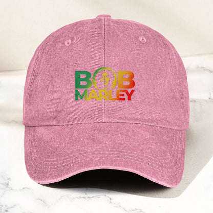Bob Marley Denim Dad Cap – Rasta Color Portrait Logo Design ( With BOX)