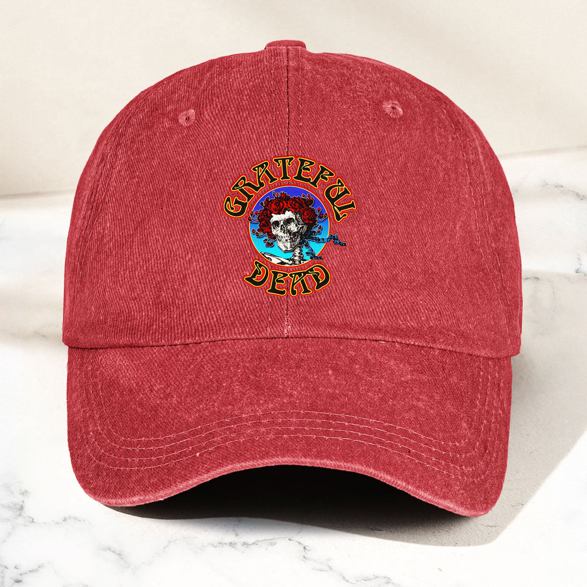 Grateful Dead Denim Dad Cap – Skull & Roses Classic Design ( With BOX)