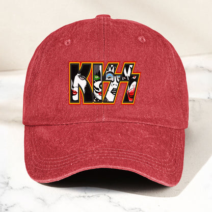 KISS Denim Dad Cap – Iconic Face Collage Logo Design ( With BOX)