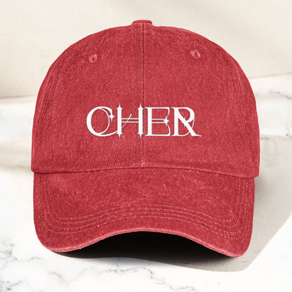 Cher Denim Dad Cap – Classic Icon Logo Design ( With BOX)