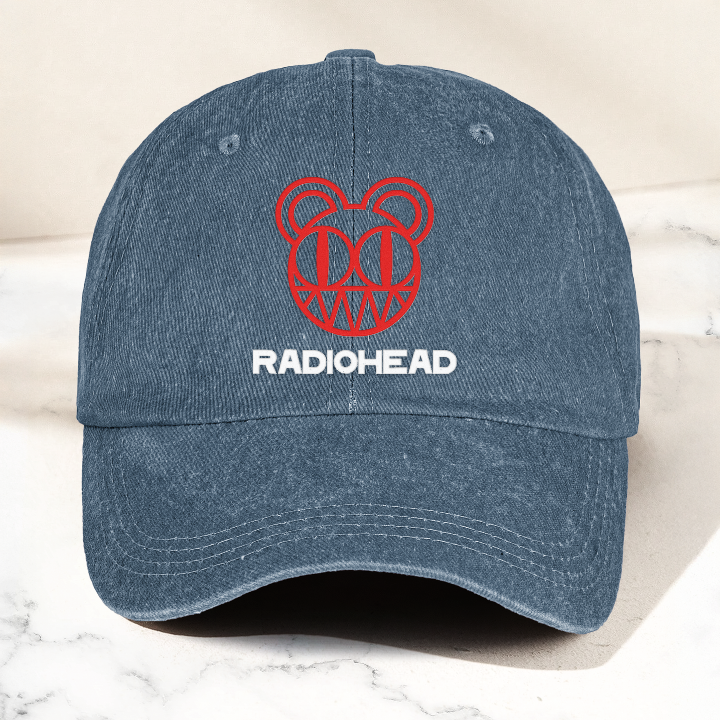 Radiohead Denim Dad Cap – Modified Bear Logo Design ( With BOX)