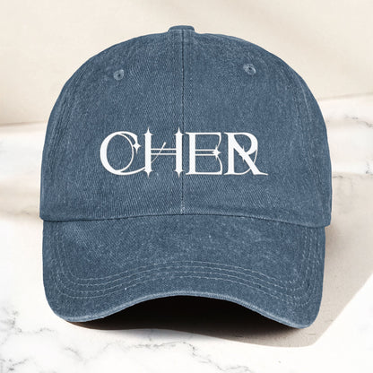 Cher Denim Dad Cap – Classic Icon Logo Design ( With BOX)