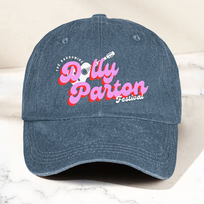Dolly Parton Denim Dad Cap – Dollywood Festival Guitar Design ( With BOX)